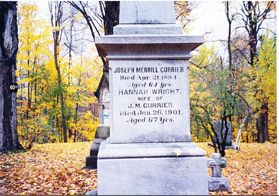 Joseph Currier’s monument at Beechwood Cemetery