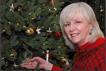 Maureen McPhee with Christmas Spider Ornament
