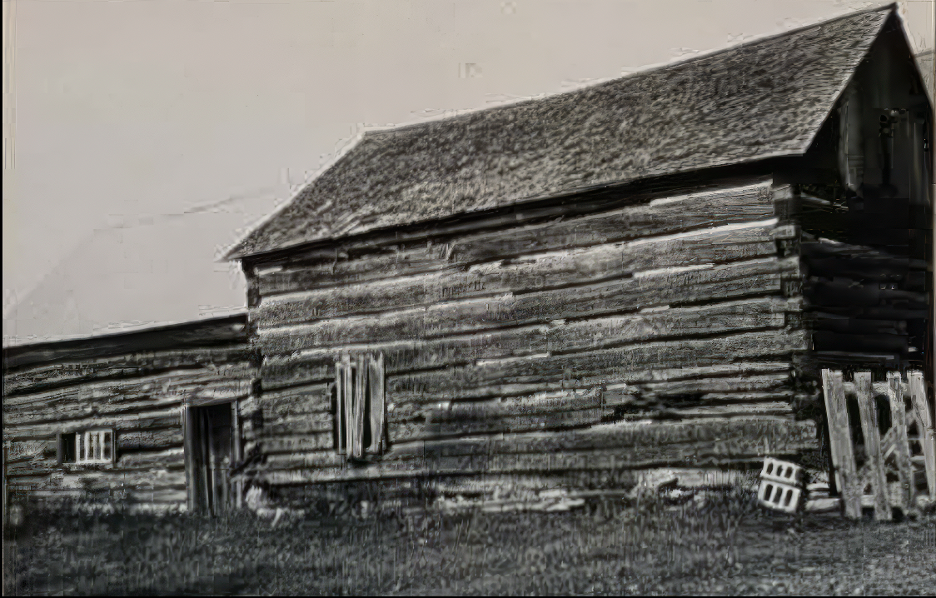 This picture, taken in 1963, on Lot 27, Concession 2, North Gower Township, shows a house and cow stable similar to those described above.